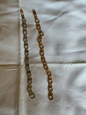 Sarah Coventry Gold and Silver Circle Link Bracelet Pair